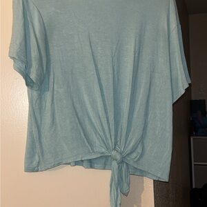 Light Blue Tie-Front Women's Top